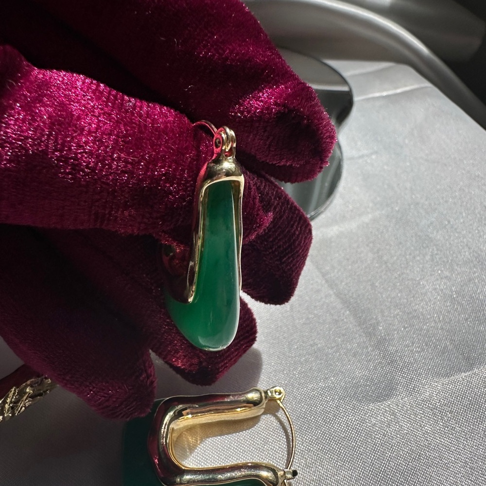 Anthropologie Gold and Green Statement Earrings - Picture 9 of 13